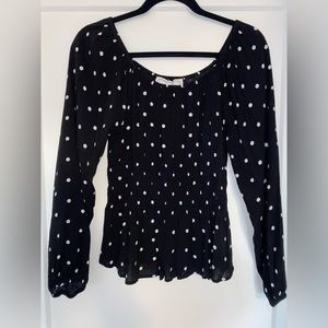 Hippie Rose Black and White Polka Dot Long Sleeve Top